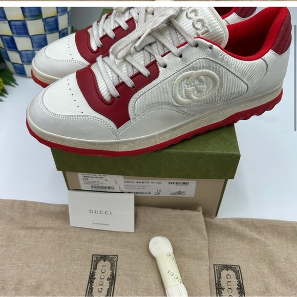Men’s Gucci Red and White Sneakers - Picture 4 of 11